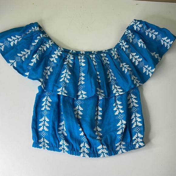 NWT Elan Women's Milkmaid Off the Shoulder Peasant Bohemian Cropped Blouse Top - Picture 2 of 7